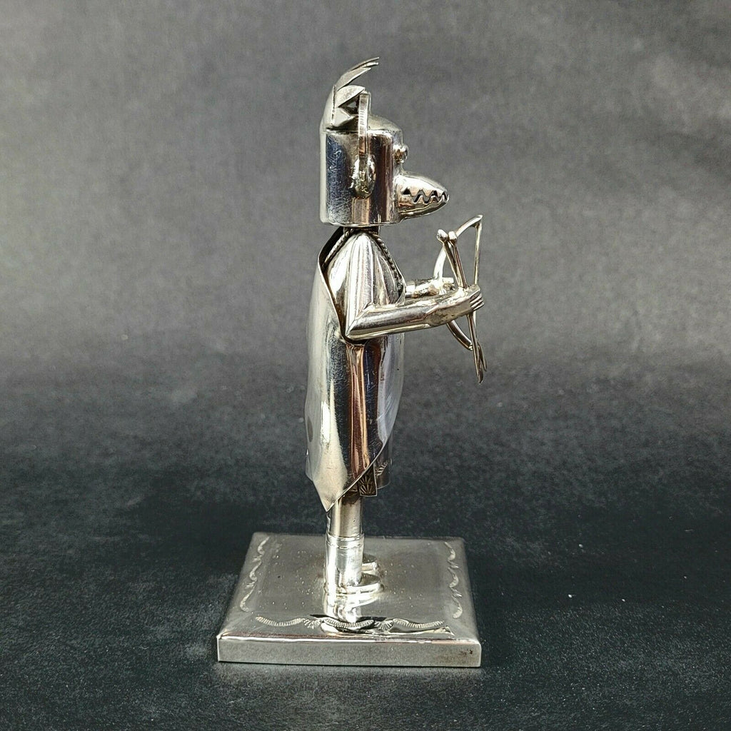 Jeffrey Castillo Sterling Silver Navajo White Ogre Kachina 4.5"