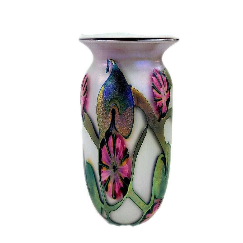 John Lotton Art Glass Multi Floral Vase