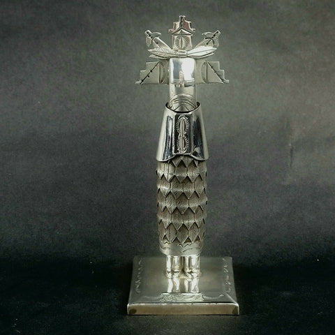 Jeffrey Castillo Sterling Silver Navajo Shalako Dancer Kachina 5.25"