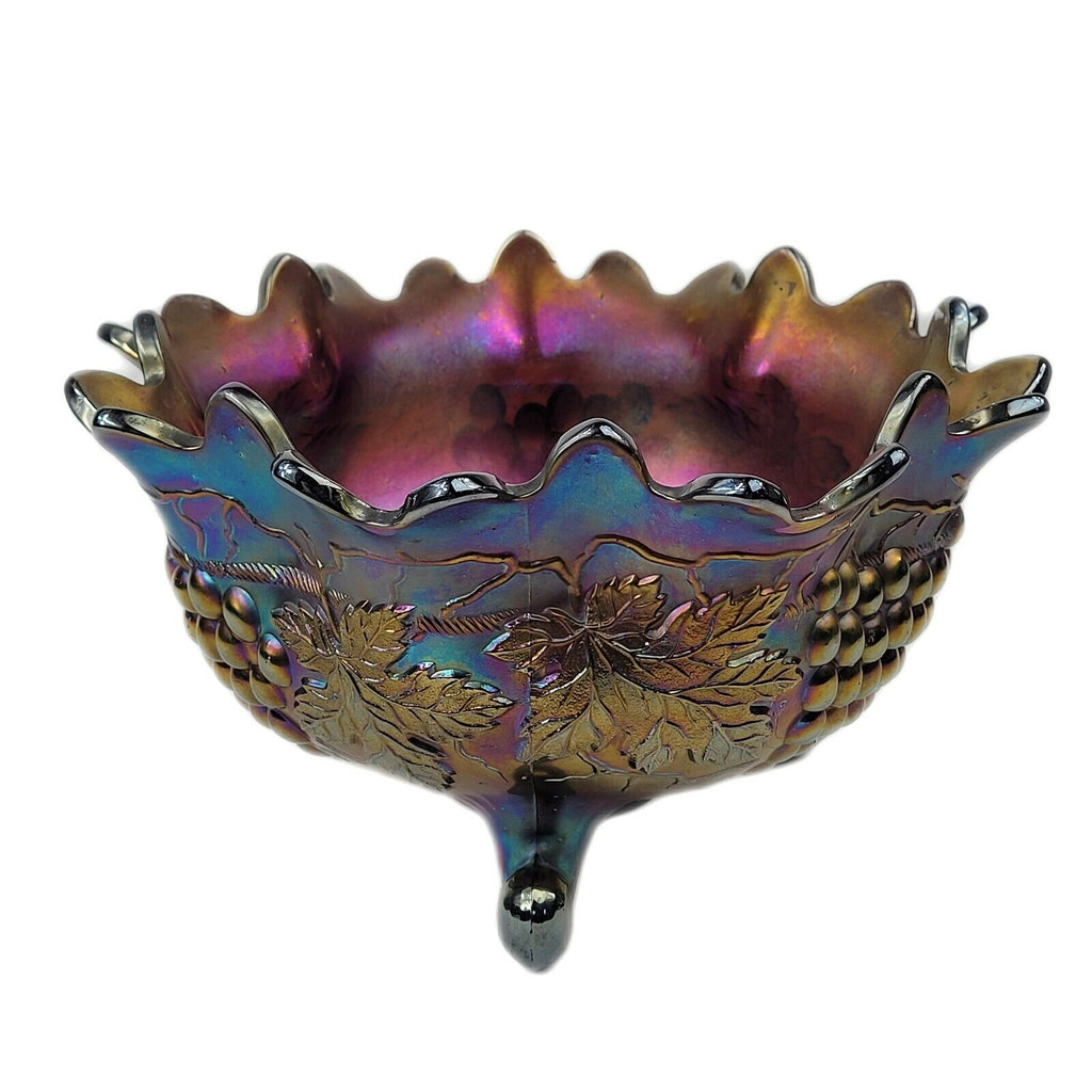 Antique Northwood Carnival Glass Grape and Cable Fruit Bowl