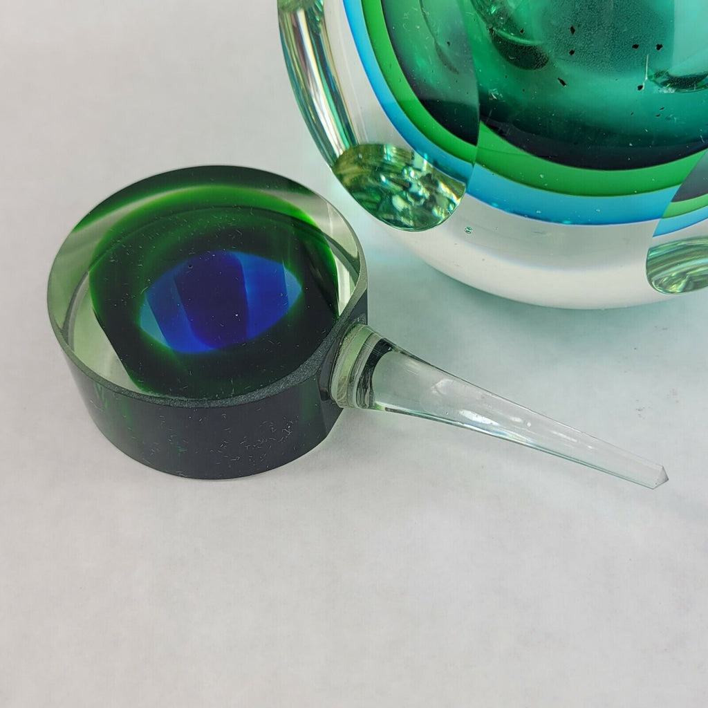 Sommerso Glass Perfume Bottle Luigi Onesto Murano Italy over 6"