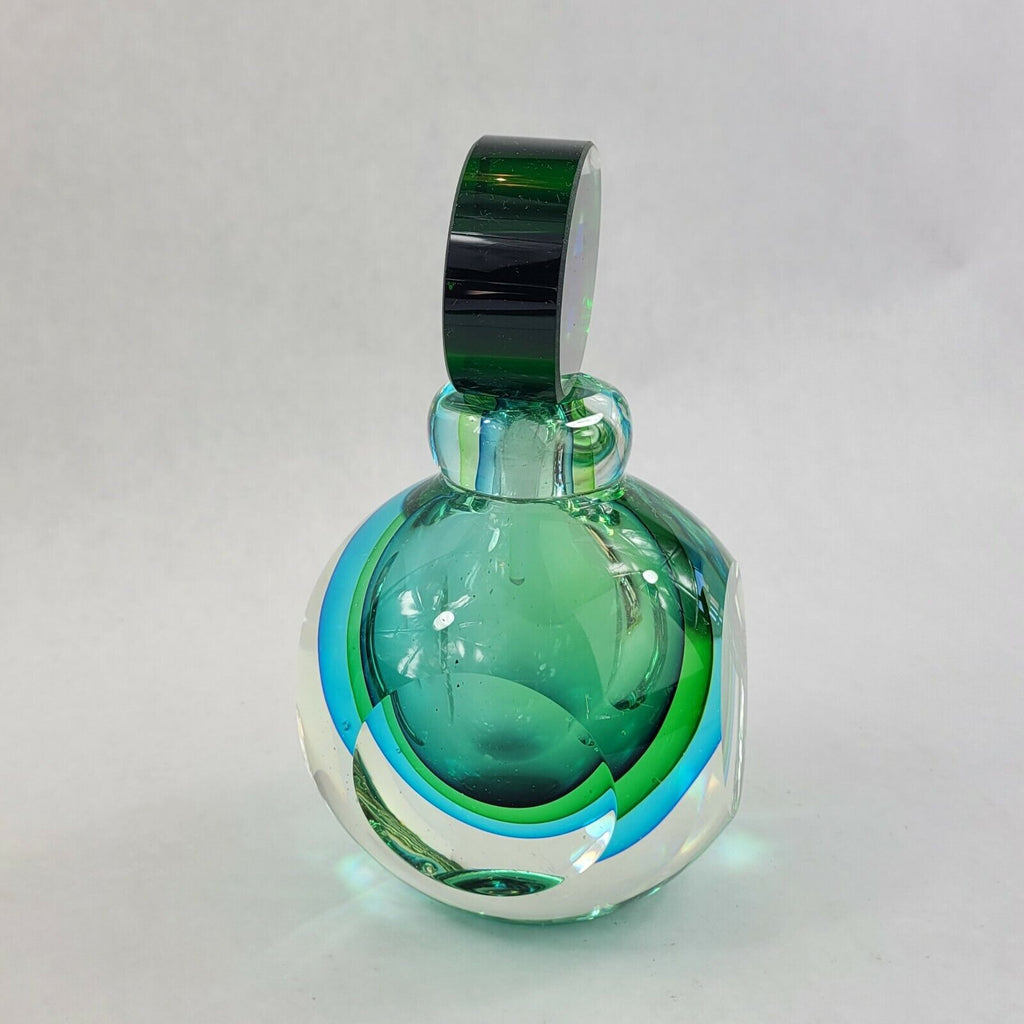 Sommerso Glass Perfume Bottle Luigi Onesto Murano Italy over 6"