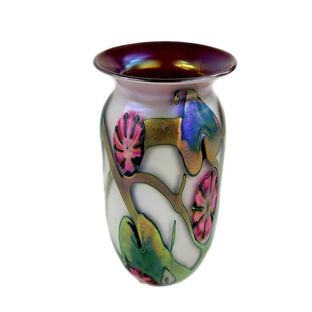 John Lotton Art Glass Multi Floral Vase