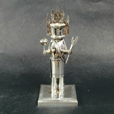 Jeffrey Castillo Sterling Silver Navajo Home Dancer Kachina 4.75"