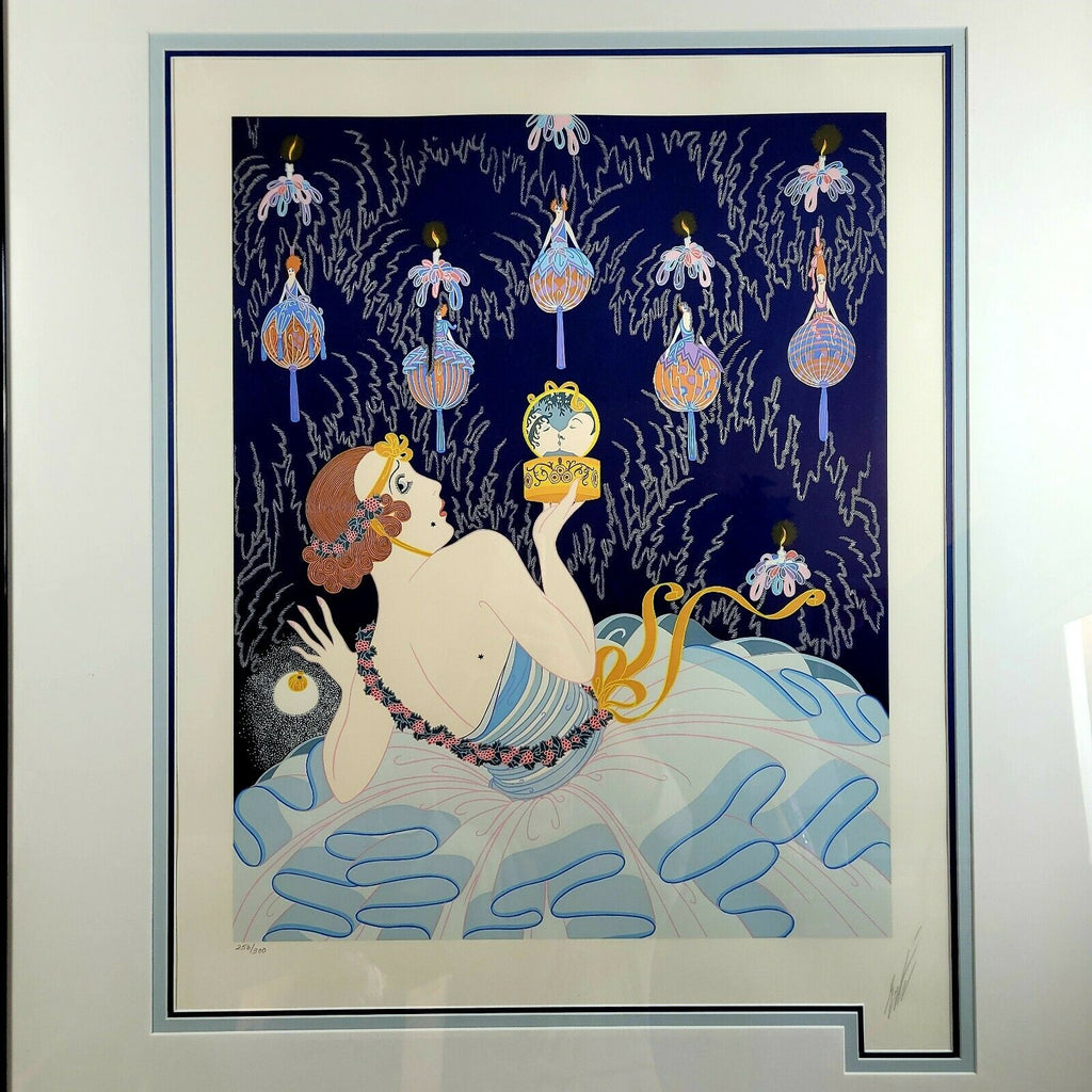 Erte Serigraph Stolen Kisses Hand Signed & Numbered Framed with Glass and COA