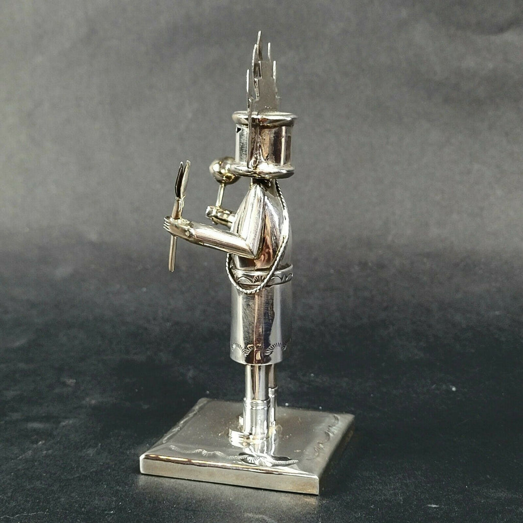 Jeffrey Castillo Sterling Silver Navajo Home Dancer Kachina 4.75"