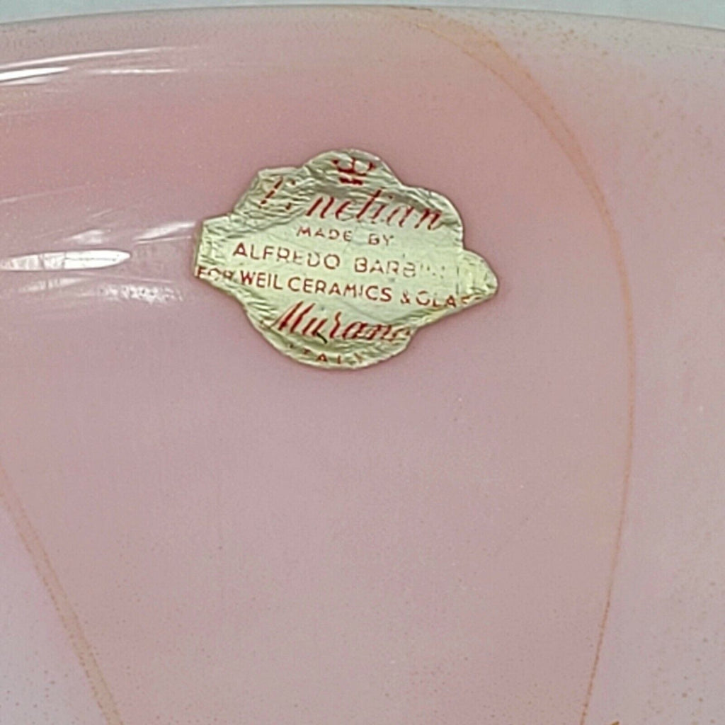 Alfredo Barbini Murano Italy Pink Art Glass Cased Aventurine Dish