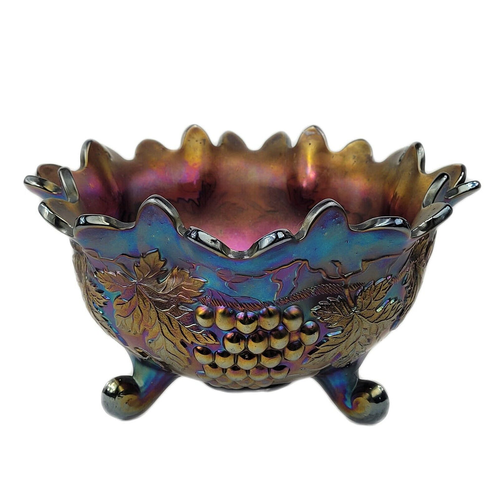 Antique Northwood Carnival Glass Grape and Cable Fruit Bowl