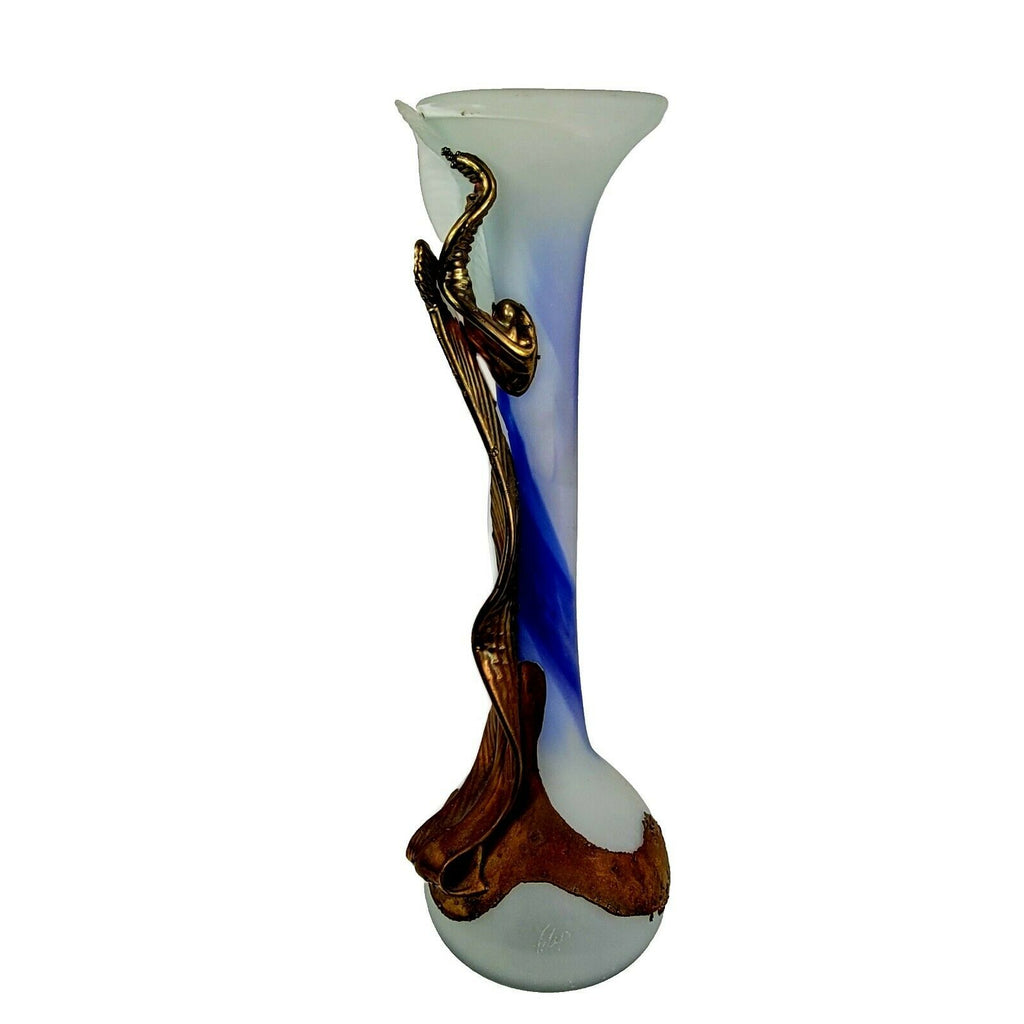 Filip Ravert Signed Bronze Art Glass Sculpture Vase