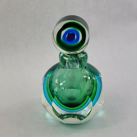 Sommerso Glass Perfume Bottle Luigi Onesto Murano Italy over 6"