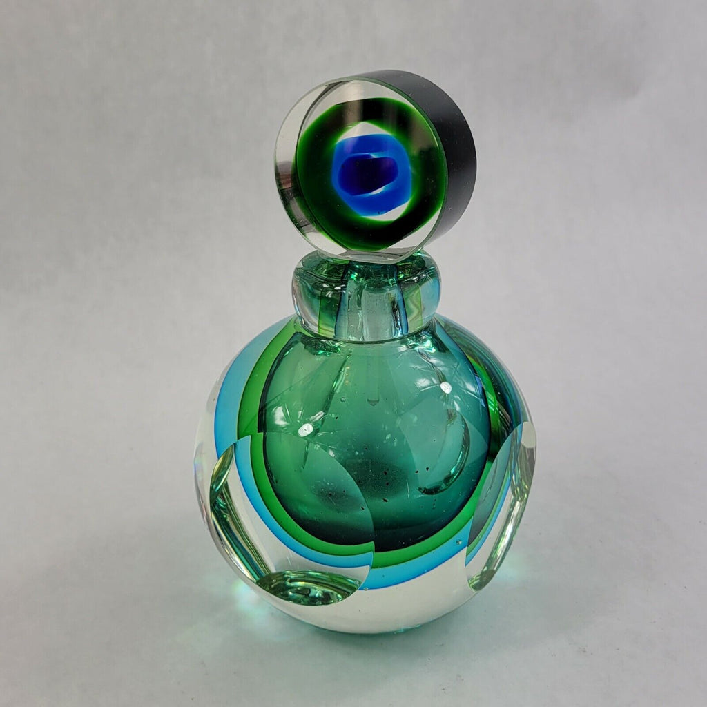 Sommerso Glass Perfume Bottle Luigi Onesto Murano Italy over 6"