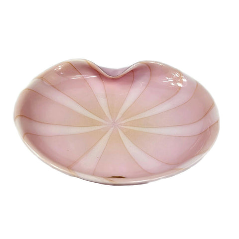 Alfredo Barbini Murano Italy Pink Art Glass Cased Aventurine Dish