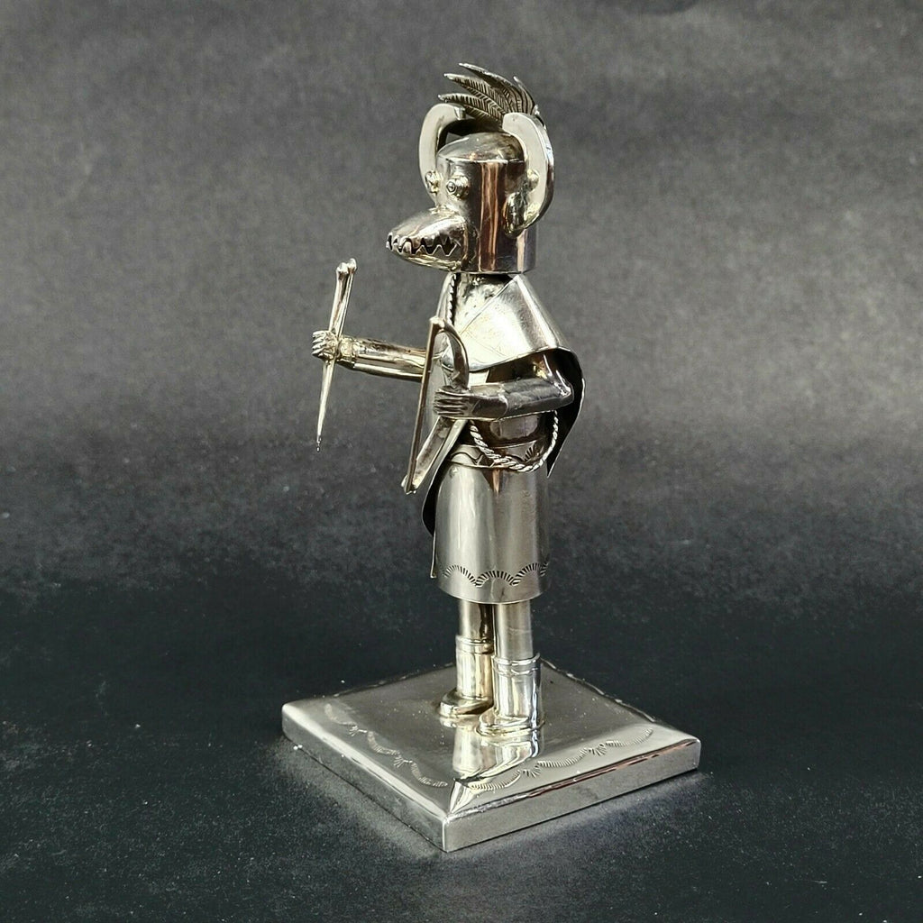 Jeffrey Castillo Sterling Silver Navajo White Ogre Kachina 4.5"