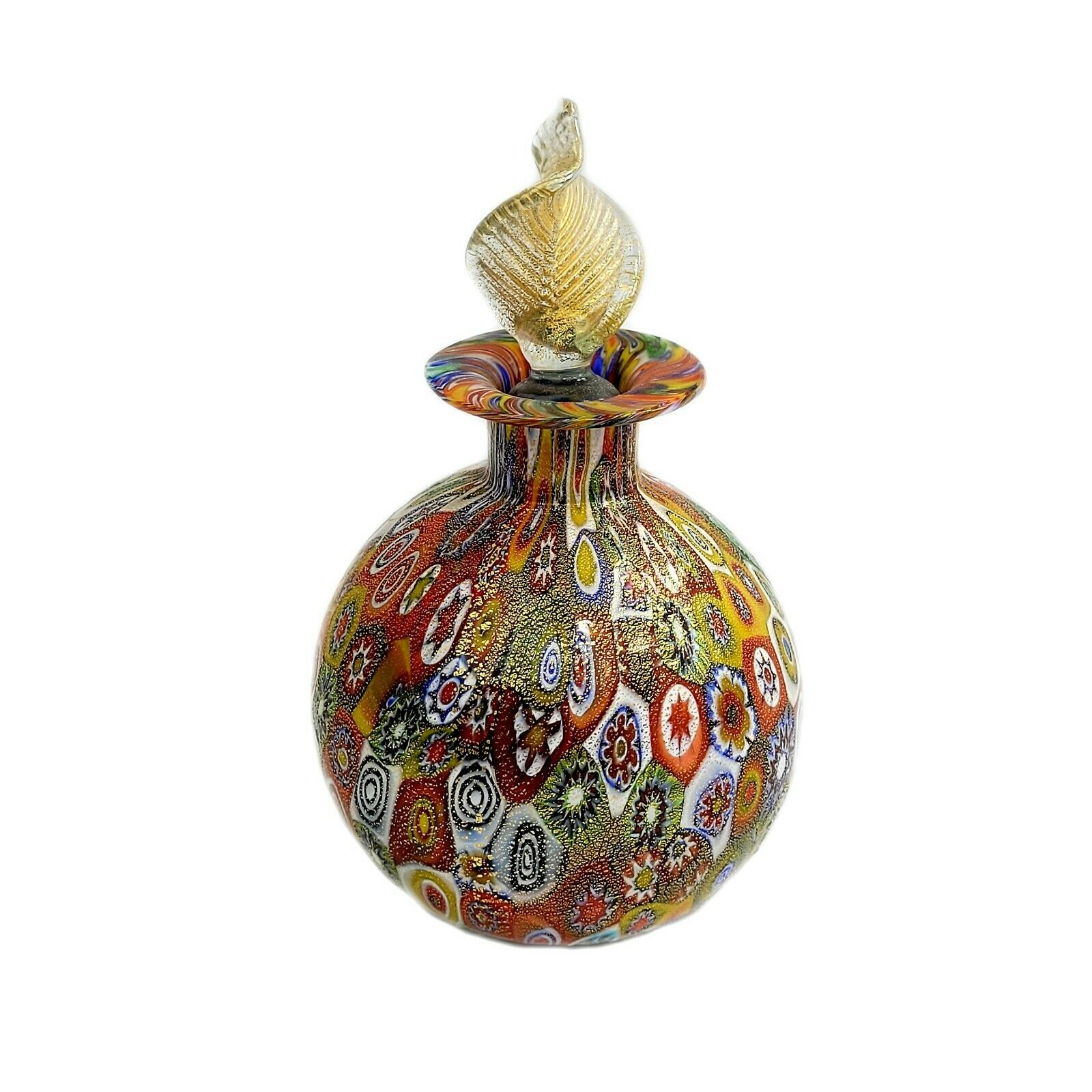 Murano Art Glass Millefiori Perfume Bottle, c.1960 Gold Flecks