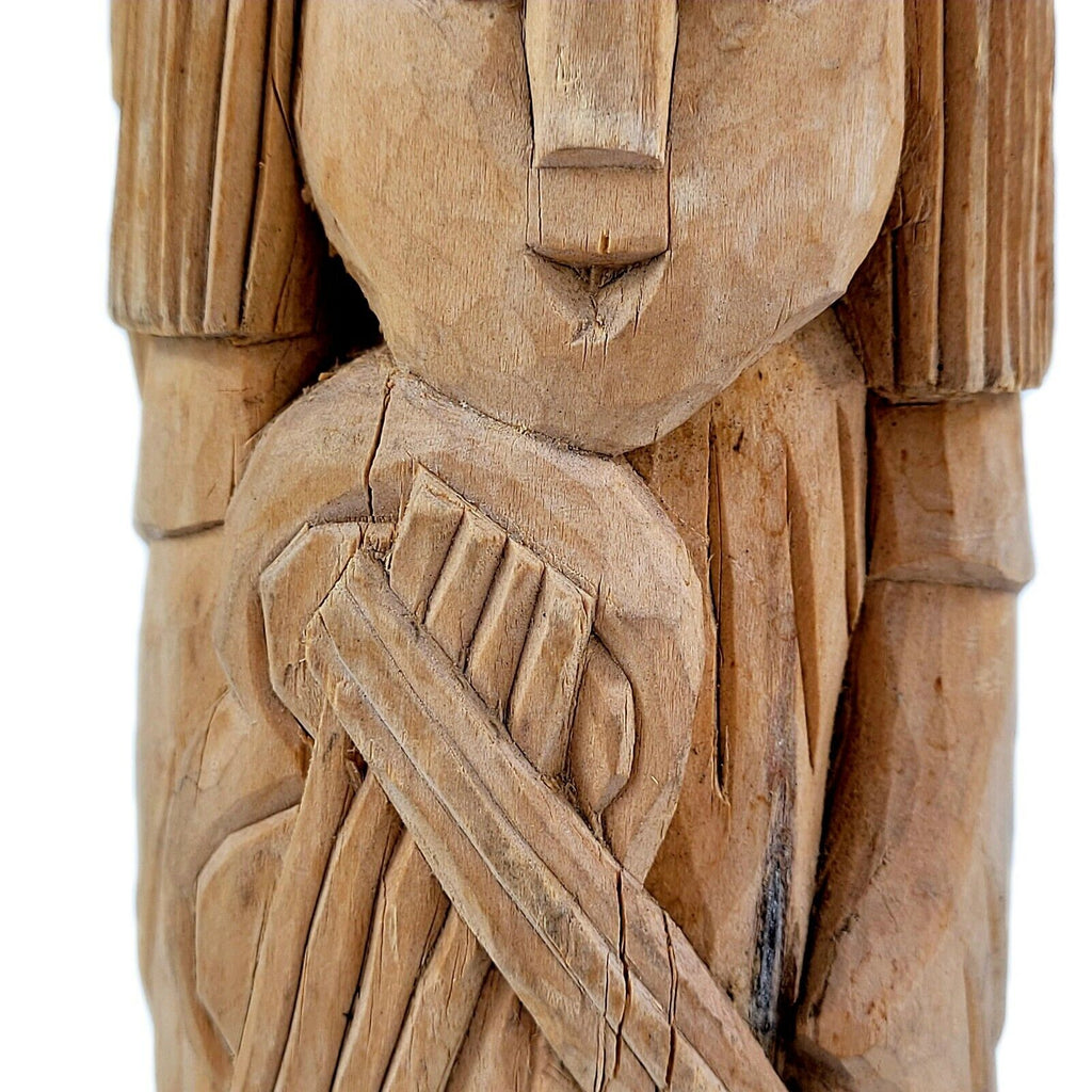 Dariusz Zegadlo Hand Carved Folk Art Wood Angel Playing Violin Sculpture