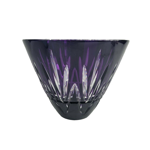 Crystal Glass Cut to Clear Purple Vase