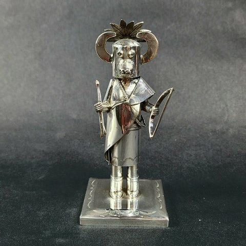 Jeffrey Castillo Sterling Silver Navajo White Ogre Kachina 4.5"