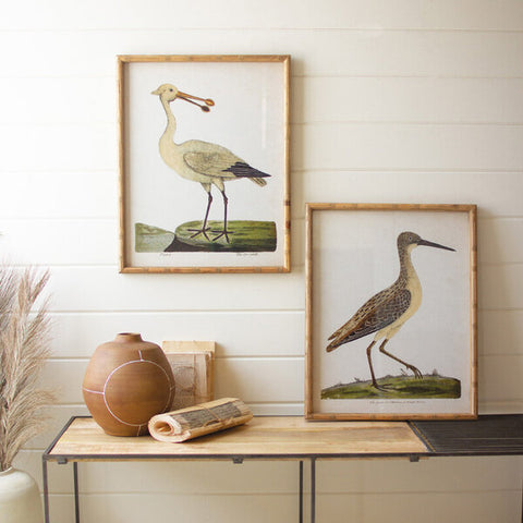 Framed Shorebird Prints Under Glass Set of 2