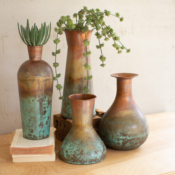 Two-toned Copper Vases Set of 4