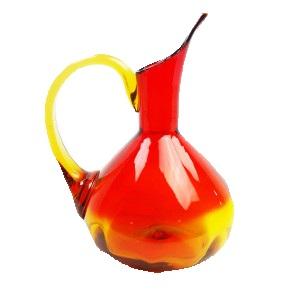 Amberina Yellow and Red Art Glass Hand Blown Pitcher