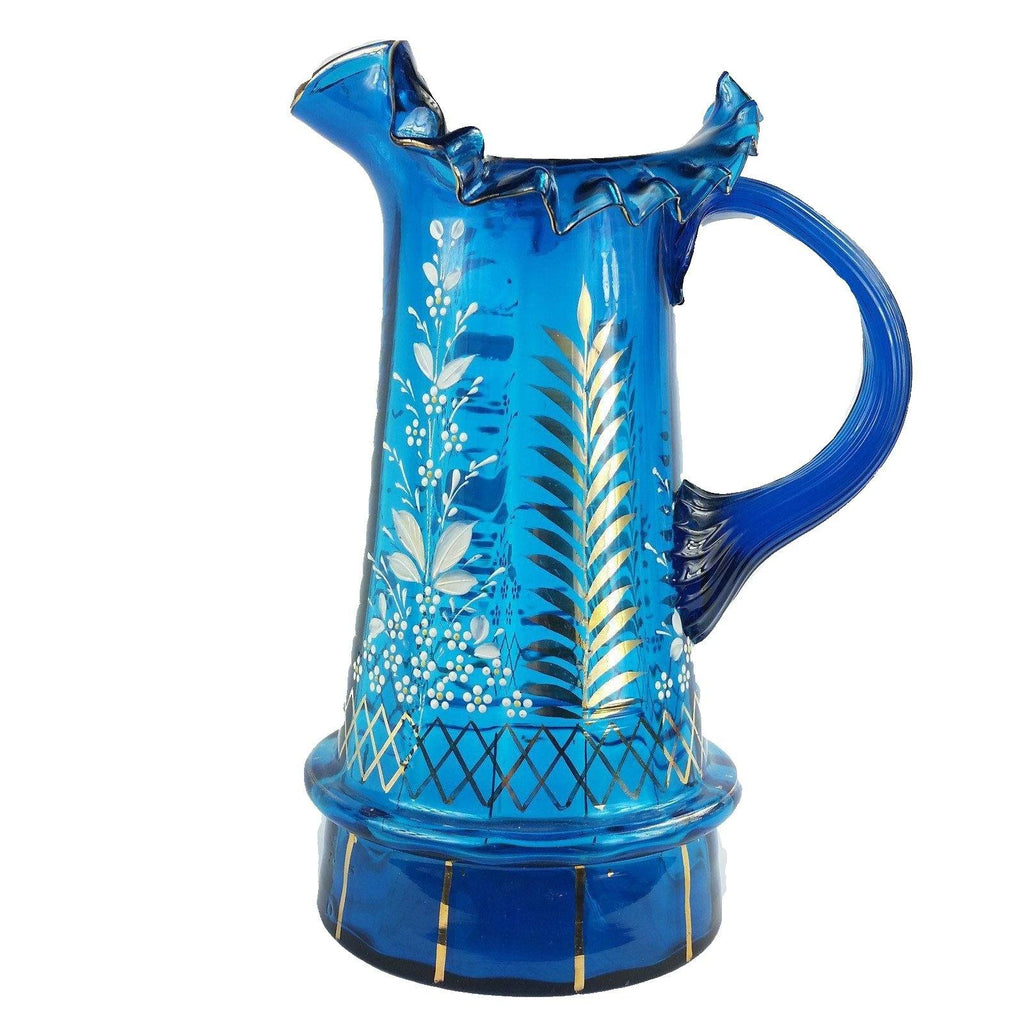 Antique Bohemian Moser Style Art Glass Pitcher