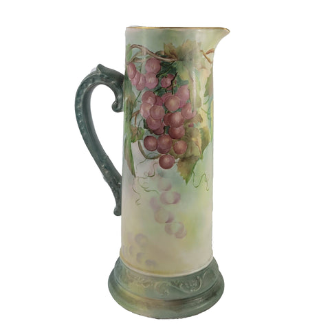 Antique Delinieres D & C Limoges Porcelain Tankard With Grapes