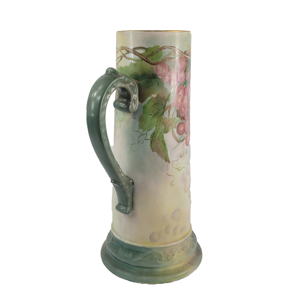 Antique Delinieres D & C Limoges Porcelain Tankard With Grapes