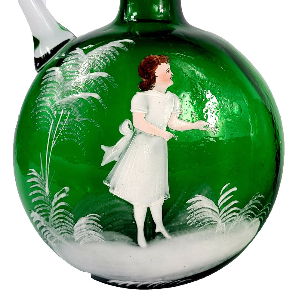 Antique Hand Painted Mary Gregory Glass Cruet Set