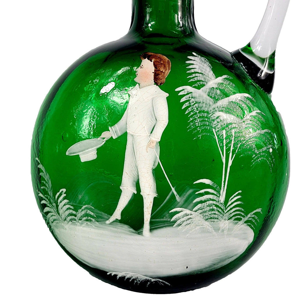 Antique Hand Painted Mary Gregory Glass Cruet Set