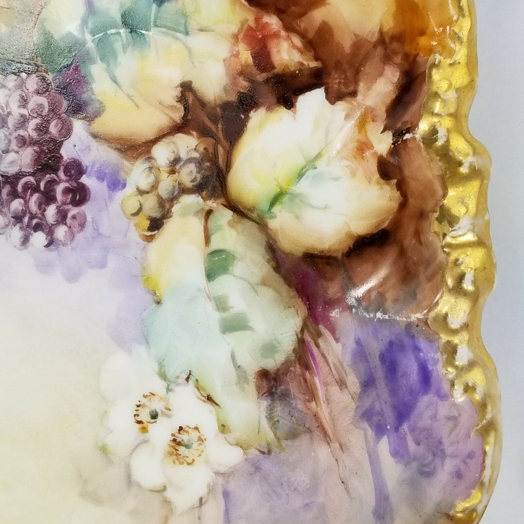 Antique Jean Pouyat Limoges Porcelain Charger Plate and Footed Ferner Jardiniere Vase