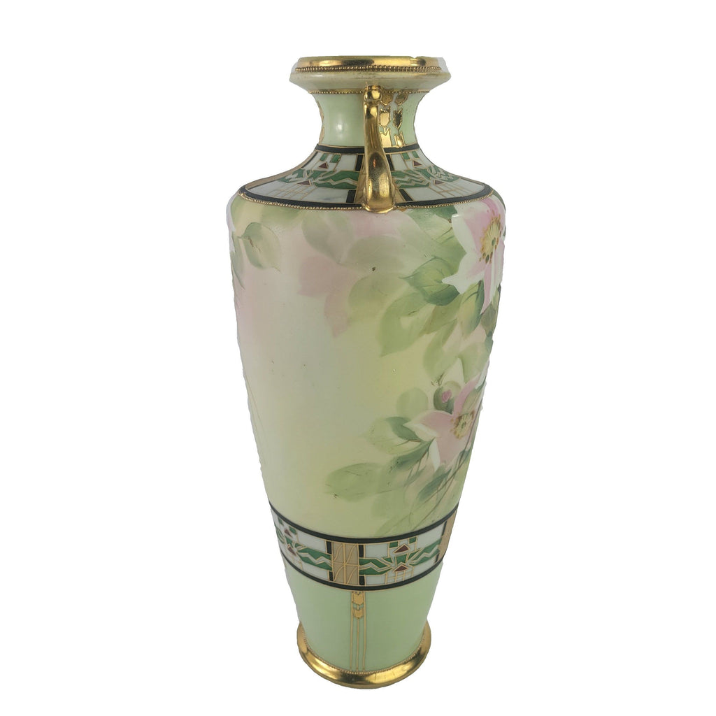 Antique Nippon Hand Painted Clematis Porcelain Vase