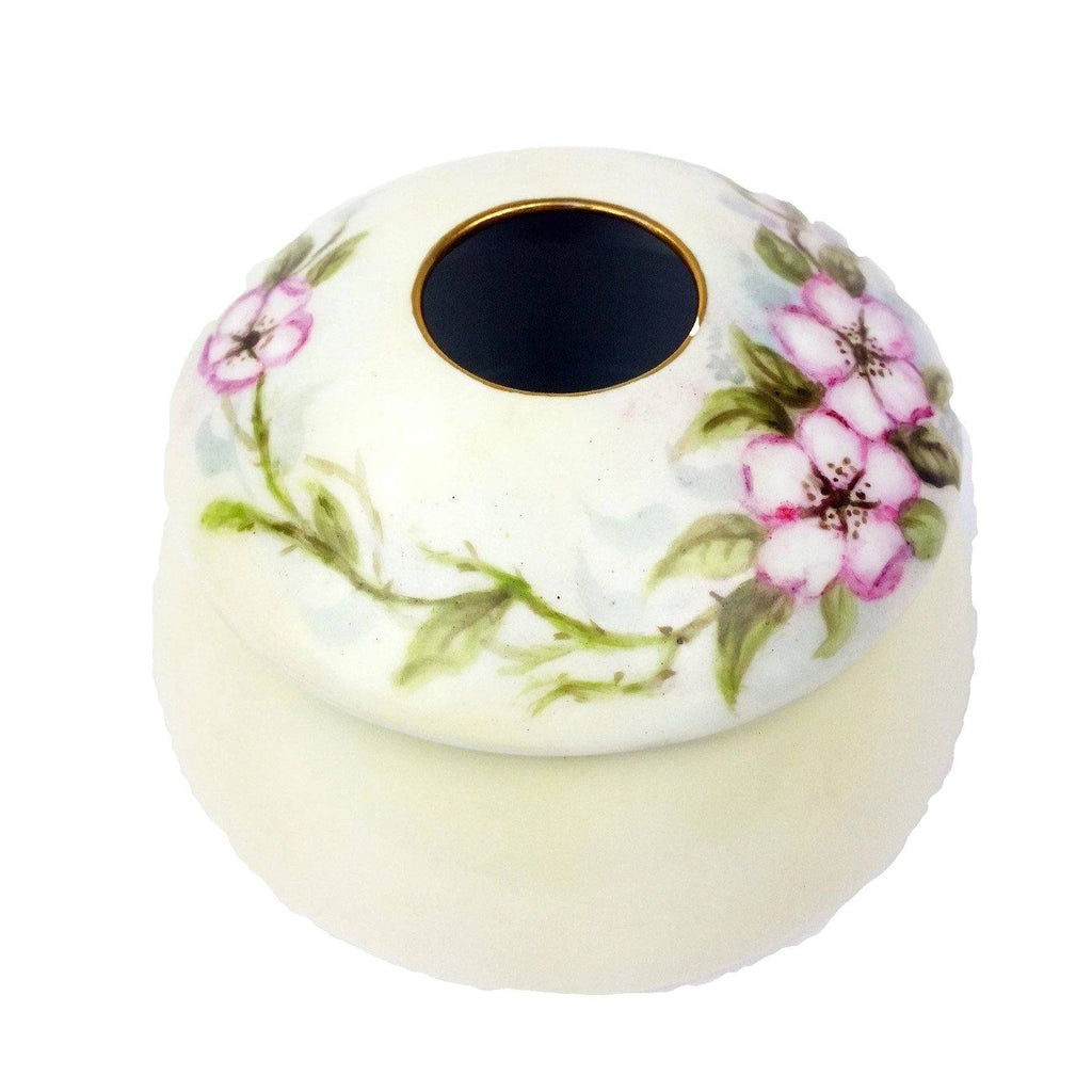 Antique Porcelain Hair Receiver with Flowers