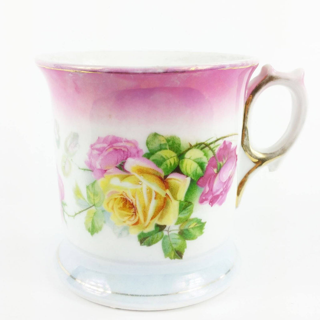 Antique Shaving Mustache Mug With Roses