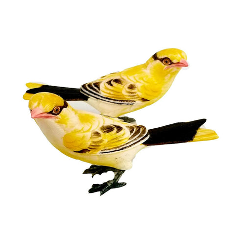 Asian Hand Carved Polychrome Birds Signed