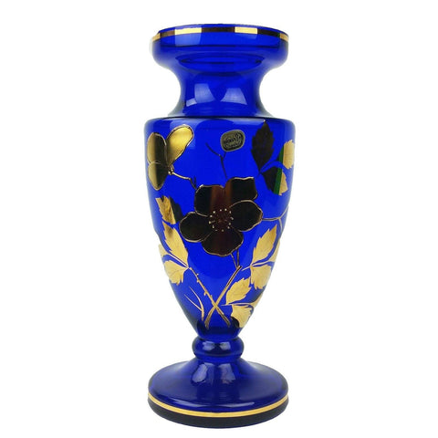 Bohemian Czech Art Glass Vase with Gold Gild