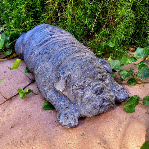 Bulldog Sleeping Garden Decor Dog Statue Figurine