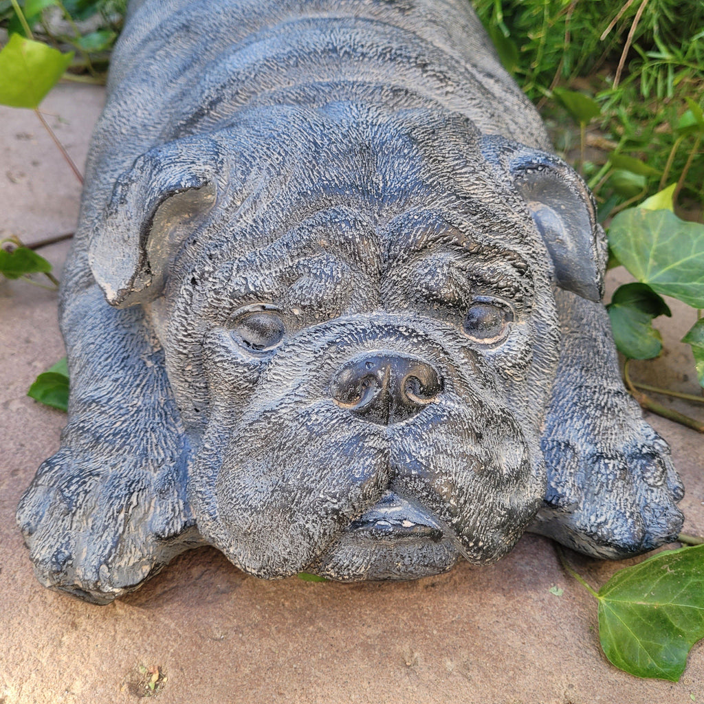 Bulldog Sleeping Garden Decor Dog Statue Figurine