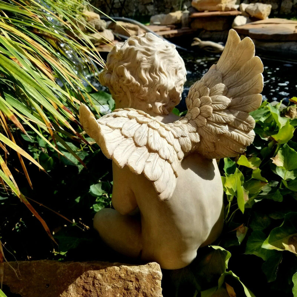 Cherub Garden Angel Statue Holding Rabbit