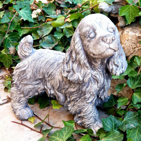 Cocker Spaniel with Collar Garden Dog Statue Figurine
