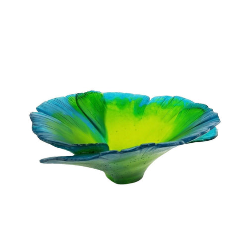 Daum France Crystal Ginkgo Centerpiece Bowl