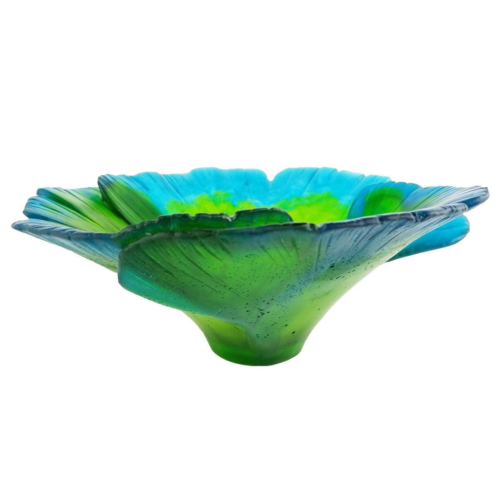 Daum France Crystal Ginkgo Centerpiece Bowl