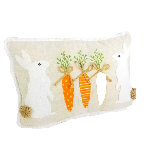 Decorative Bunny Rabbit With Carrot Cushion Pillow French Country Decor