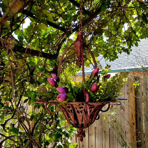 Decorative Metal Wrought Iron Hanging Flower Planter Basket