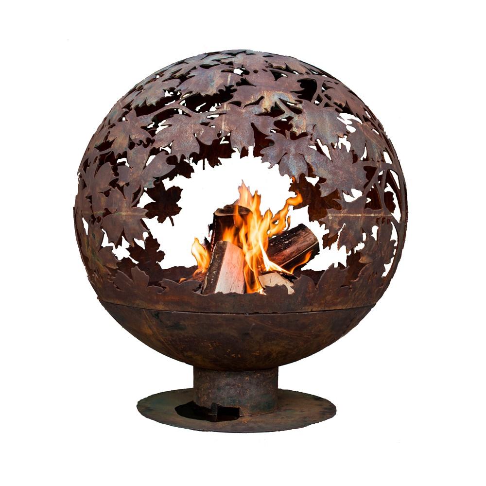 Fire Pit Sphere with Leaves Large