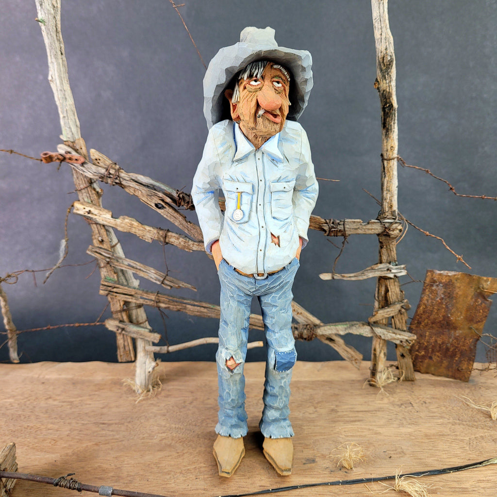 Gene Zesch "This Ranch Has Made Me What I Am" Wood Sculpture