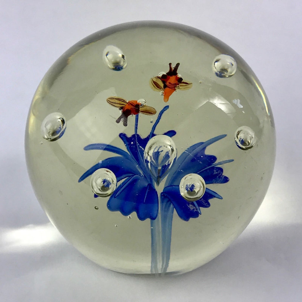 Gerz Studio Art Glass Lampwork Paperweight With Bees