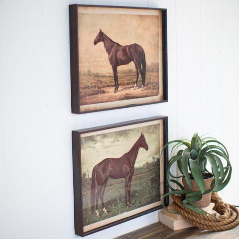 Horse Print Under Glass Set of 2