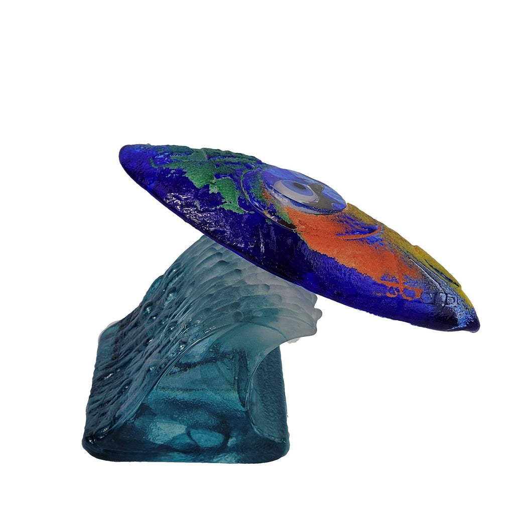 Kosta Boda Kjell Engman Art Glass Surfboard On Wave Sculpture