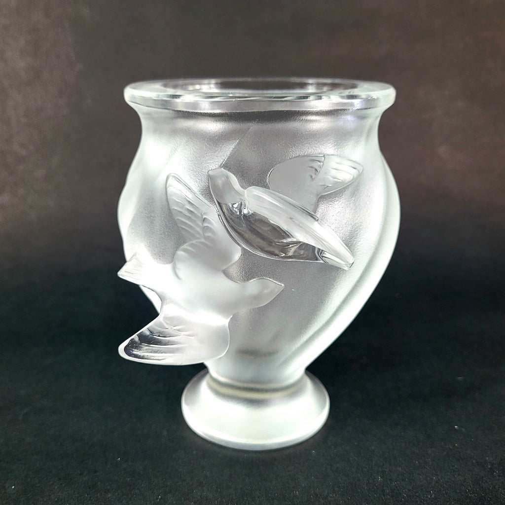 Lalique France Crystal Glass Rosine Vase