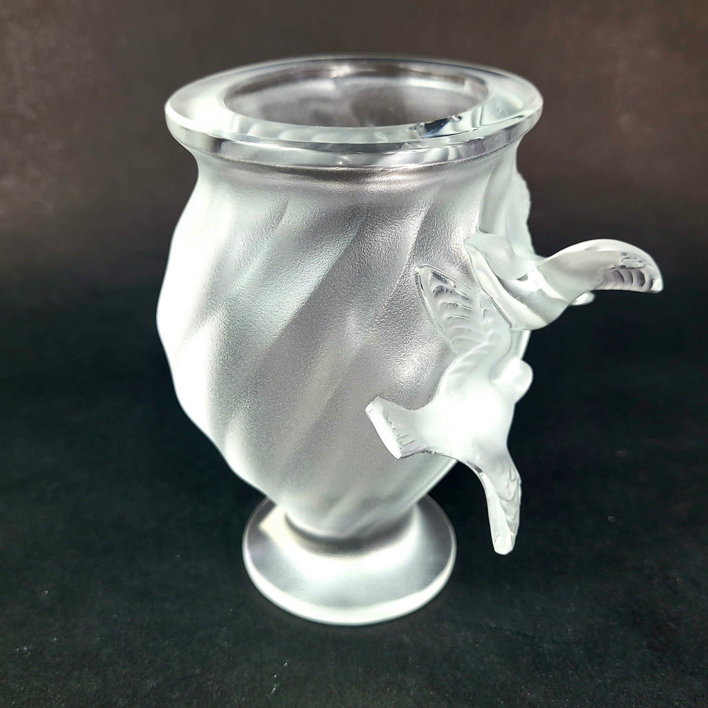 Lalique France Crystal Glass Rosine Vase